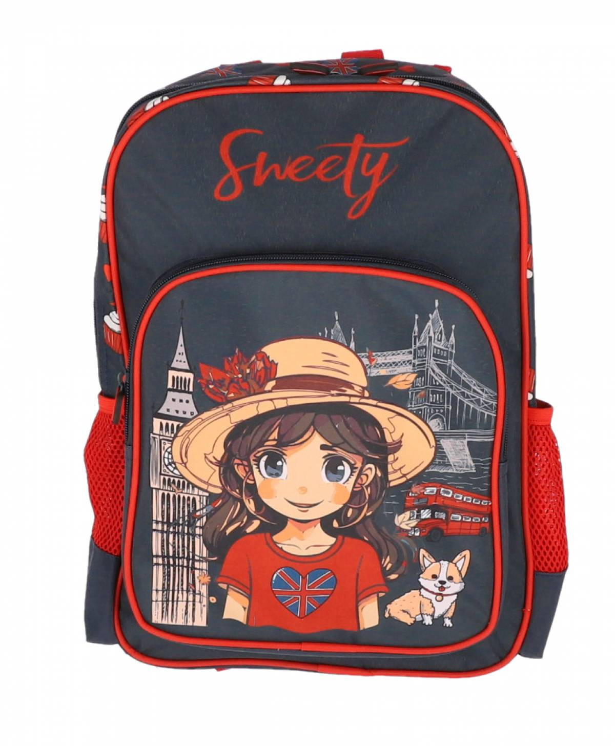 Ghiozdan pentru gradinita, imprimeu Sweety, 2 compartimente spatioase, buzunare pentru accesorii, 38 cm - imagine 5